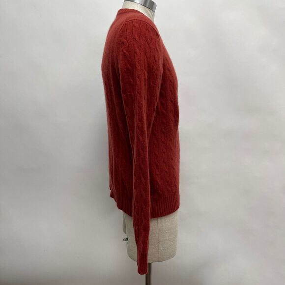 TJX Europe Men’s 100% Cashmere Sweater Small Medium Large Burnt Orange Cable - Picture 6 of 8